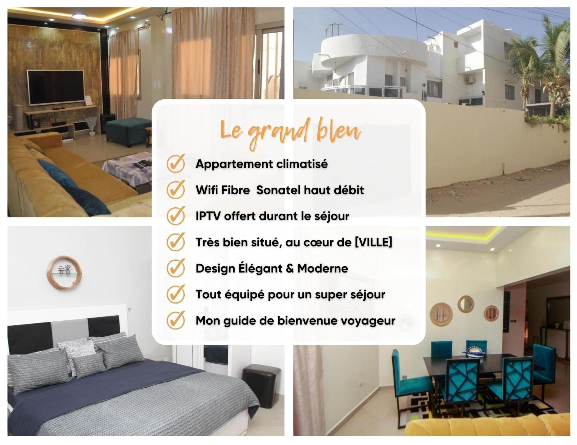 Le "Grand Bleu", Un Bel Appartement Paisible, Sur Et Spatieux Au Coeur De La Station Balneaire De Saly Portudal Bagian luar foto